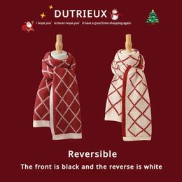 Scarves Christmas Knitted Scarf Autumn Winter Fashion Warm Woolen Scarf Women Double-Sided Scarves Shawls Wrap Christmas Gifts 231128