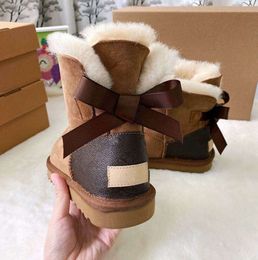 Women Kids Ribbon Snow Boots New Design Girl And Childen Winter Ankle Shoes Boot UGGsity 1222