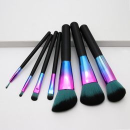 Makeup Brushes Brush Set Eyeshadow Brush7 Colourful Gradient Blue Wooden Handle Beauty