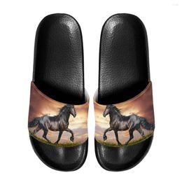 Slippers Nopersonality Galloping Horse Print Sandals Women Summer Dressy Flat Flip Flops Adult Home Leisure Wading Beach