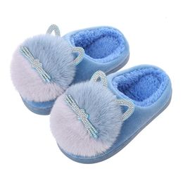 Slipper Children Cotton Slippers Winter Kids Girls Heel Wrapped Antislip Soft Bottom Footwear Baby Toddler Indoor Plush Shoes 231128