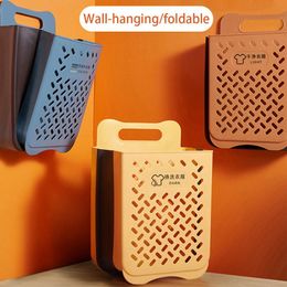 Organisation Large Portable Bathroom Folding Dirty Clothes Storage Basket Household Wall Hanging PunchFree Laundry Basket Put Clothes Bucket