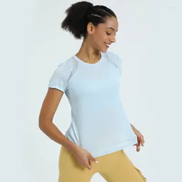 Active Shirts Skin-friendly Loose Quick Drying Fitness Top Breathable Mesh Yoga Blouse Sports Short Sleeve Thin