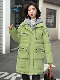 Women's Trench Coats High Quality Women Winter Middle Long Parka Hooded Thicken Warm Female Cotton Padded Coat Jacket