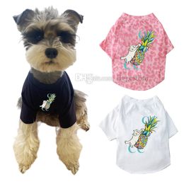 Designer Dogs Clothes Brand Dog Apparel Pet Shirts Printed Puppy Shirts Soft Dog Shirt Pullover Dog T Shirts Cute Cat Sweatshirts for Small Dog Pineapple Pink S A597