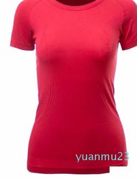 Womens Short Sleeve Shirt Solid Colour Sports Shirts Running Excerise Gym Fitness Trainer Girls Silm Jogging Sports