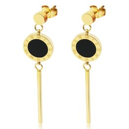 Stud 3 Colours Fashion Tassel Roman Numerals Long Section Shell Earrings Jewellery For Women The Gift K301-1298y