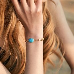Strand CCGOOD 2023 Natural Turquoises Bracelet For Women Gold Plated 18 K High Quality Bracelets Minimalist Jewellery Pulseras Mujer