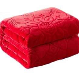 Blanket On The Bed Faux Fur Coral Fleece Mink Throw Solid Color Embossed Korean Style Sofa Cover Plaid Couch Chair Blanket 201113285m