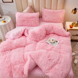 Bedding sets Luxury 1pcs Super Shaggy Soft Coral Fleece Warm Cosy Quilt Cover Mink Velvet Duvet Cover Quilt Cover Set Bedspread Blanket 231129