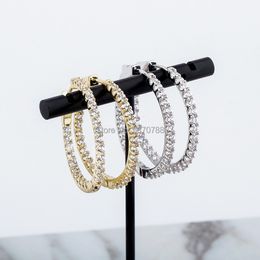 Hoop Huggie 30mm Gold Plated Hoop Earrings Set Circle Ice out Hoop Earrings Bulk Hip Hop for Women Gift 230428
