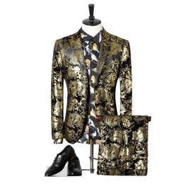 Men's Suits & Blazers Men Suit 2023 High-end Brand Boutique Velvet Fashion Printing Stage Clothing Designer Classic Mens Suit( Jackets Pan