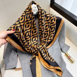 Scarves 2021 New Style Spring And Summer Luxury Soft Print Silk Muffler Women Fashion Gift Hijab Lady Shawl Large Size Beach Kerchief J230428