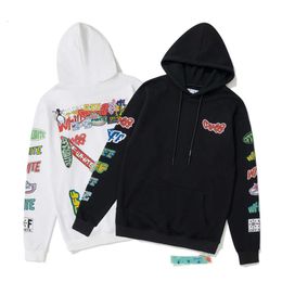 Chaopai Autumn New OFF Colorful Graffiti Arrow Loose Pullover Hooded Sweater for Men and Women