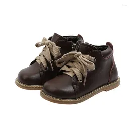 Boots Leather Childrens Boys Girls Fashion Soft Sole Ankle Autumn Winter Kid Short Mesh Lining