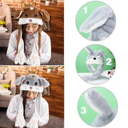 Beanie/Skull Caps Winter Moving Jumping Soft Rabbit Pinch Airbag Animals Ear Hat Funny Cap Plush 231128