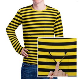 Men's T Shirts Bumble Bees T-Shirt Man Yellow And Black Stripes Kawaii Autumn Novelty Tee Shirt Long Sleeve Pattern Plus Size Tops