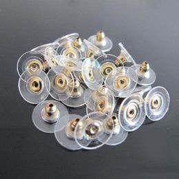 1000pcs Lot Gold Silver Plated Flying Disc Shape Earring Backs Stoppers Earnuts Earring Plugs Alloy Finding Jewelry Accessories Co258Z