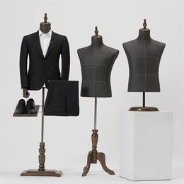 2style Male mannequin body half length model suit trousers Pants rack display clothing store wood dase Adjustable height ONE PIE2992