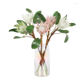 Decorative Flowers Champagne Protea Cynaroides Princess Real Touch Artificial Flower Wedding Party Event Shopwindow Table Decoration -