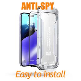 Privacy Tempered Glass Protective Film Screen Protector Dust Free Easy App Anti-Spy Screen Protector for Iphone 15 Pro Max 14 13 12 11 plus Installation Kit Easy Tool