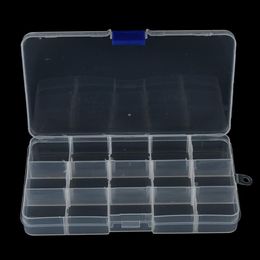 1Pcs Convenient Fishing Lure Tool Case Tackle Boxs Plastic Clear Fishing Track Box With 15 Compartments Whole2683