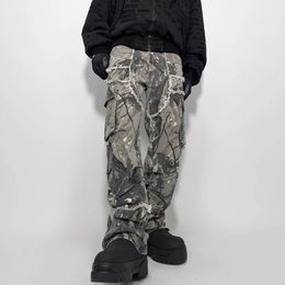 Men's Pants MADE EXTREME Jungle Camo Leaf Pants Loose Straight Pants Streetwear Men Cargo Pants Men Vintage Baggy Pants 231129