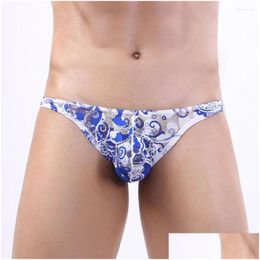 Underpants Mens Y Hip Lift Underwear Tra-Thin Briefs Bge Pouch Panties Low Rise Bikini Mesh Print Erotic Lingerie Drop Delivery Appare Dhopn