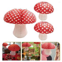 Candle Holders 3 Pcs Mushroom Paper Lantern Scene Decor Chinese Decorate Shape Lanterns Ornament Iron Light Hanging Child Japandi