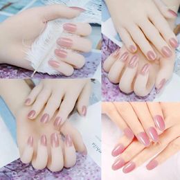 False Nails Glitter Short Almond Aurora Ellipse Fake Press On Manicure Detachable Full Cover Nail Tip