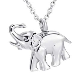 Memorial Keepsake Urn Pendant Cremation Ash Urn Charm Necklace Jewelry Stainless Steel Cute Elephant Memory Locket - dad and mom238L