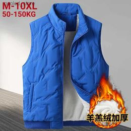 Men's Vests 10xl 9xl 8xl Fleece Liner Sleeveless Jacket Men Thicken Cotton Vest Hat Hooded Warm Winter Plus Size Casual Waistcoat Male Q231129