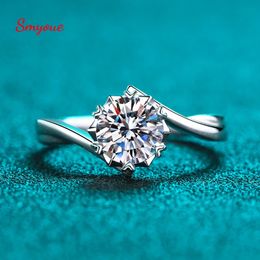 Wedding Rings Smyoue 032 100 Real Ring for Women White Gold Plated S925 Solid Silver Luxury Simulated Diamond Band 231128
