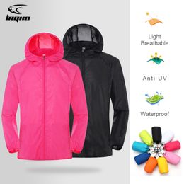 Outdoor Jackets Hoodies Pria Wanita Jaket Mendaki Tahan Air Cepat Kering Berkemah Pakaian Berburu Pelindung Matahari Mantel Olahraga Luar Ruangan Anti UV 230428