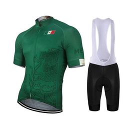 Mexico Men New Summer Green Cycling Jersey Set Bike Road Mountain Race Tops Shorts 9D Gel Breathable Customized237M