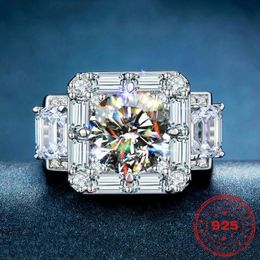 Wedding Rings HOYON Ring Luxury T Square 18K White Gold Coloured Diamond Style Full of 5 Carat Aggressive Men s Party 231129