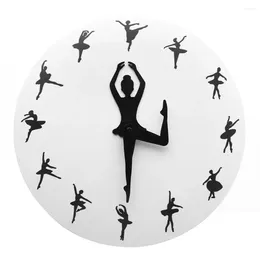 Wall Clocks Ballet Modern Design Clock Ballerina Girl Dancing Decor For Dance Room Swan Lake Art Decorative