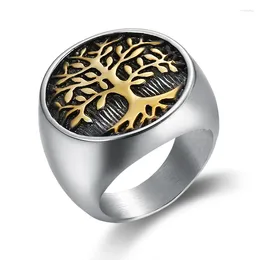 Cluster Rings Silver Colour Ring For Man Tree Of Life Stainless Steel Male Alliance Casual Jewellery US Size 7# -15#