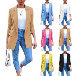 Women Long Style Blazer Suit Coat Work Jacket Casual Double-breasted Design Loose Business Office Wedding Elegant Top Travel Couple{category}