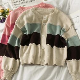 Women's Knits Fall 2023 Women Clothing Selling Cropped Cardigan Korean Fashion Casual Black Knitted Ladies Tops BVy524