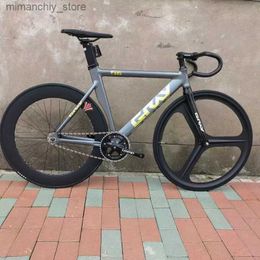 Bikes Grey Fixed Gear Bike Sing Speed Track Bicyc Aluminium Alloy Frame Racing Fixie 700C Wheelset Rim 48/52cm Cycling DIY Q231129