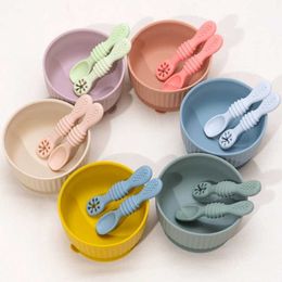 Cups Dishes Utensils New Baby Food Spoon Silicone Meal Spoon Soup Rice Porridge Hollow Wave Point Design Training Grip Baby Accessories Baby Things P230314