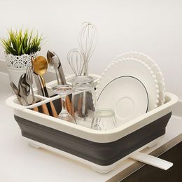 Organisation Foldable Dish Rack Kitchen Drainer Tool Bowl Tableware Plate Storage Organiser Holder Portable Fold Drying Home Rack Shelf