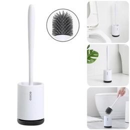 Silicone Toilet Brush Holder Sets Wc Wall Hanging Household Floor Standing Bathroom Cleaning Accessories Soft Bristles TPR Head Ba239D