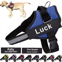 Dog Collars Leashes Dog Harness Vest ID Patch Customised Reflective Breathable Adjustable Pet Harness For Dog NO PULL Pet Outdoor Harness 230428