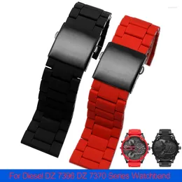 Watch Bands Silicone Stainless Steel Watchband For Strap DZ7396 DZ7370 DZ4289 DZ7070 DZ7395 Men Rubber Wrist Band 28mm