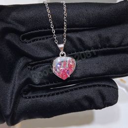 Luxury Lovely Pink Diamond Heart-shaped Pendant Necklaces Female Fashion Necklace For Girl Christmas Gifts