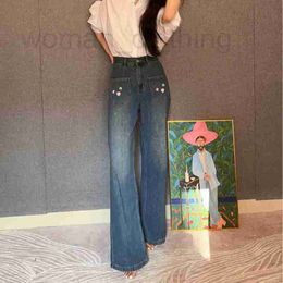 Women's Jeans Designer High waisted jeans for women autumn a new style with small love letters embroidered on a loose and straight leg, showing a trend of slimming