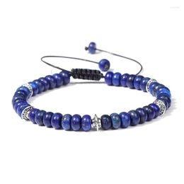 Strand Lapis Lazuli Rondelle Beads Bracelets For Women Men 4 6mm Adjustable Braided Bracelet Labradorite Wristbands Jewelry Homme