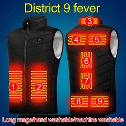 Men's Vests Intelligent Winter Heated Jacket Men Women USB Electric Thermal Warm Clothes Zipper 9 Areas Zone for Outdoor Hunting for Camping 231128
